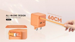 Mini Retractable GaN 65W wall charger -UKCA/CE/ROHS