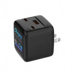 Sensor touch AI TFT GaN 65W wall charger with Dual C port + USBA